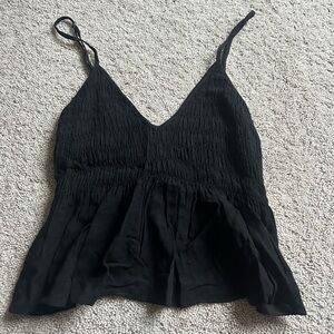 Cotton Candy Black Smocked Peplum Cami